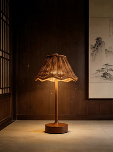 Modern Rattan Hotel <strong>Table</strong> Lamp Rechargeable Dimmable LED Battery Included Natural Home Decor <strong>Lighting</strong> for Living Room Office - Product Image 4