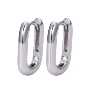 Modern 925 Sterling Silver Rhodium Plated Jewelry Tarnish Free Minimalist Huggie Hoop Earrings