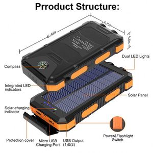 Nuevo Banco de Energía de Alta Capacidad de 8000 mAh, Panel Solar Impermeable, Luz LED Recargable, Carga de Emergencia, Micro USB - Product Image 2