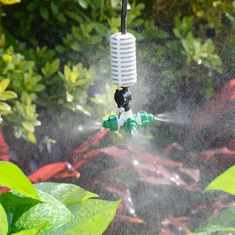 Borrifador de irrigação de plantas do jardim, spray de irrigação, saída de 4 vias, pulverizador de bico cruzado, com conector anti-gotejamento