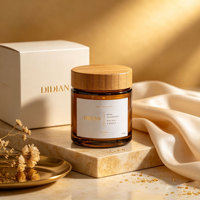 Nouveau pot cosmétique en verre ambré dépoli transparent pour beurre corporel naturel, avec couvercle en bambou, disponible en 5, 10, 20, 30, 50, 100g et 200g