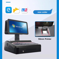 Sistema POS de Pantalla Táctil Dual de 15.6 Pulgadas con Caja Registradora Integrada, Impresora, Escáner, Android/Win10, Wi-Fi 6 y NFC para Comercio Minorista