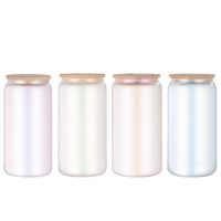 Offre Spéciale – Tasses à Café Glacé et à Thé en Verre Borosilicate Givré Transparent Réutilisables, Supports de Sublimation, 16 oz, avec Couvercle en Bambou