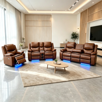 Ensemble de canapés inclinables électriques, canapé inclinable 1+2+3 places pour home cinéma avec console centrale, haut-parleurs Bluetooth et éclairage LED
