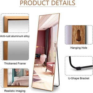 Custom Large Gold Black Metal Framed Full-Length <b>Floor</b> <b>Standing</b> Dressing <b>Mirror</b> Traditional Long Rectangular Wall Hung Espejo - Product Image 6