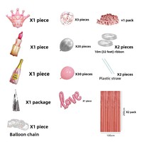 Set Dekorasi Pesta Ulang Tahun Warna Rose Gold Pink, Kit Balon Lateks 10 Inch untuk Perlengkapan Latar Belakang Perayaan Ulang Tahun Wanita dan Anak Perempuan