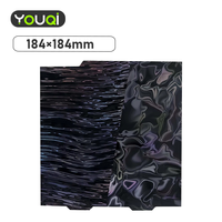 YouQi 184x184mm Pelat Cetak PER Dua Sisi Motif Riak Air dan Serat Kayu untuk Printer 3D Bambu Lab A1 Mini