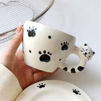 Ensemble tasse et soucoupe en céramique peinte à la main, style INS coréen élégant, mignon pour couple, pour petit-déjeuner, lait, café, thé de l'après-midi