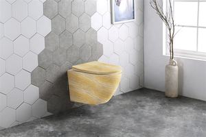 Inodoro suspendido de mármol colorido con asiento de cierre suave para baño, suministro a granel, artículos sanitarios - Product Image 6