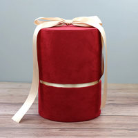 Emballage de cadeaux de mariage en velours rond personnalisé Boîtes en carton avec ruban Logo personnalisé