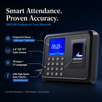 Horloge de pointage par empreinte digitale USB JINGXIN multi-langues avec écran couleur TFT de 2,4 pouces pour la gestion des présences en bureau international