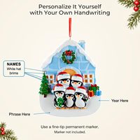 Ornements de Noël 2027 Famille de 5 pingouins en igloo personnalisés