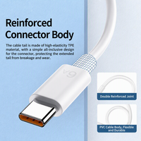 Câble de charge rapide USB-A vers Type-C 6A 66W, cordon de super charge à courant élevé pour téléphone portable, 5 points de description