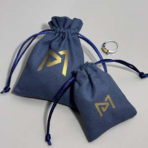 Sac cadeau bleu à cordon de serrage promotionnel, petite pochette en velours, mini sacs en velours à cordon de serrage - Product Image 1