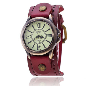 Vente chaude montres en cuir véritable pour le commerce extérieur, montres romaines numériques en cuir de vachette, montres à quartz pour hommes <span class=keywords><strong>et</strong></span> femmes - Product Image 3
