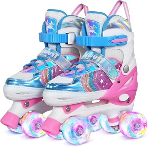 Ruedas ajustables para niñas y niños, zapatos de Patinaje con luces parpadeantes brillantes - Product Image 1