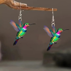 Boucles d'oreilles tendance rétro pour le Nouvel An chinois 2025, motif oiseau coloré plaqué or, très vendues en Europe et en Amérique - Product Image 4
