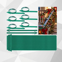 Guirlande de Noël double face écologique résistante à la chaleur avec attaches auto-agrippantes blanches, attaches de câbles végétaux réglables, guirlande de fête en polyester