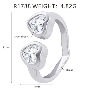 Bague de fiançailles en forme de cœur avec zircone cubique, plaquée or 18 carats, sertie de pierres, bague romantique tendance pour femme - Product Image 6