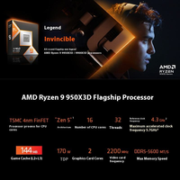 Vente en gros de processeur Ryzen 9 9950X3D, fréquence 5,7 GHz, nouveau Athlon pour processeurs de bureau