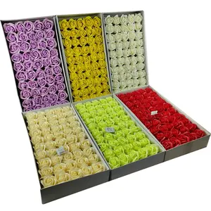 Best-selling Artificial Rose Flower Soap 50pcs DIY 3 Layer Soap Flower With Box