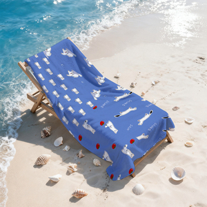 Serviette de plage de grande taille à <span class=keywords><strong>fond</strong></span> bleu avec motif de marteau blanc, douce et confortable, légère et facile à transporter - Product Image 5