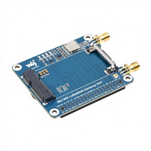 SX1302 868M LoRaWAN Gateway HAT for Raspberry Pi, Standard Mini-PCIe Socket, Long Range Transmission, GNSS Module
