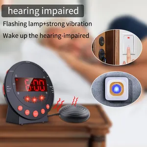 デジタルラウドスピーカーLED点滅ライト振動リング目覚まし時計聴覚障害者用警報システム