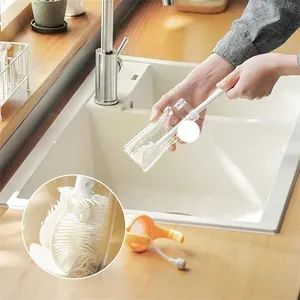 Cepillo de limpieza de vasos flexible 360°, limpiador de vasos, herramienta de limpieza de cocina, cepillo de limpieza de botellas y vasos con mango largo - Product Image 2