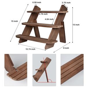Wooden Plant Rack Three Layer Brown Multi Tier <b>Shelf</b> For Home <b>Desktop</b> Storage Organization Kitchen Display Stand - Product Image 4