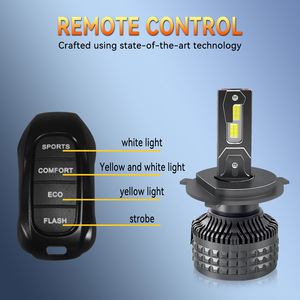 Phare LED universel 3 couleurs avec télécommande 100W, faisceau haut/bas H4 6000K-6500K 12V 12000LM, garantie 2 ans - Product Image 6