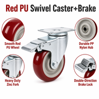 Roue pivotante robuste en acier série 9565mm PP, avec pneu en PU solide absorbant les chocs, pour équipement de 2,5 à 5 pouces