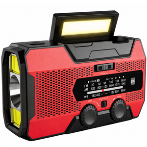 <span class=keywords><strong>Radio</strong></span> portable d'urgence AM/FM NOAA à manivelle <span class=keywords><strong>avec</strong></span> lampe de poche, batterie rechargeable 10000mAh, ABS - Product Image 1