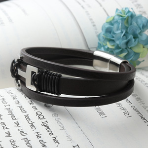 yunnique Titanium Steel Anchor <b>Bracelet</b> Black Round Fashion Charm Jewelry Gift - Product Image 4