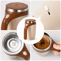 Mug à café auto-mélangeur personnalisé de 380 ml en acier inoxydable, tasse à mélange automatique à une touche avec poignée et couvercle pour la maison, le bureau et les cadeaux