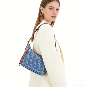 Sac à bandoulière en jean personnalisé pour femme, sac à main décontracté avec fermeture éclair, grande capacité, sac de tous les jours, fabrication OEM - Product Image 1