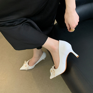 2026 New Elegant <b>Pointed</b>-<b>toe</b> Thin Heel Rhinestone Flower <b>Toe</b> High Heel Shoes Ready Stock 35-40 - Product Image 2