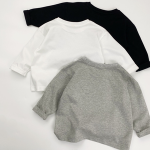 Camiseta Infantil Casual de <span class=keywords><strong>Manga</strong></span> <span class=keywords><strong>Larga</strong></span> con Cuello Redondo, Color Sólido, Otoño 2026, Venta al Por Mayor - Product Image 4