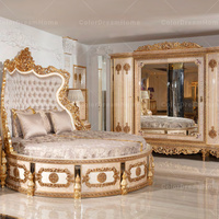 Lit rococo de style antique lit royal cadre en bois ensemble de meubles de chambre à coucher turquie taille queen de haute qualité