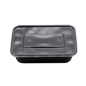 500-1000ML Customized Large Plastic Takeaway Packaging Black Togo Box with Lid Snack box