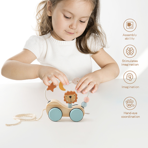 Recién llegado, juguetes de coche de arrastre de madera, juguetes Montessori para niños, juguetes educativos de Aprendizaje Temprano preescolar para niños pequeños - Product Image 3