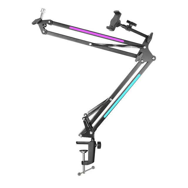 Metal Microphone Boom Arm RGB Stand Desktop Radio Studio Recording Stand With Shock Mount Phone Holder