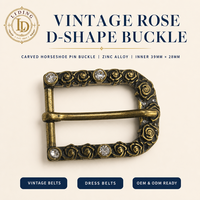 Boucle de ceinture vintage en forme de D pour femme, boucle à ardillon sculptée en or antique, motif floral victorien, ceinture de taille OEM