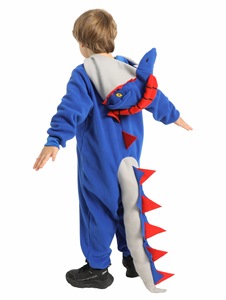 Costume da Dinosauro per Bambini - <span class=keywords><strong>Pigiama</strong></span> in Peluche Blu-Grigio con Cappuccio per Cosplay, Carnevale e Spettacoli - Product Image 4