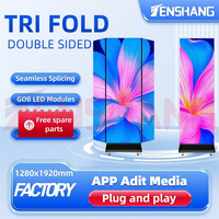 Layar LED Portabel P2 P1.86 P1.25 Dua Sisi Tanpa Sambungan, Terpasang di Tripod, untuk Toko, Seminar, dan Acara Komunitas