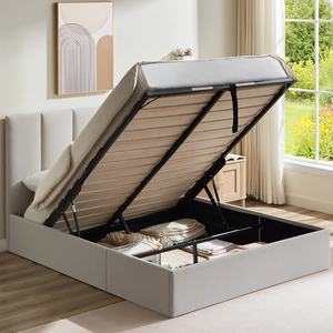 Cadre de <span class=keywords><strong>lit</strong></span> rembourré au design minimaliste avec grand espace de rangement, <span class=keywords><strong>lit</strong></span> confortable et moelleux avec barre de levage réglable, gain de place - Product Image 3