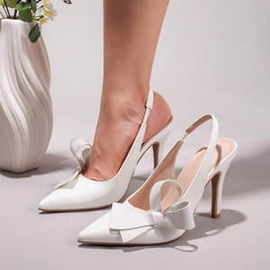 Sandales à talons hauts à bout pointu avec nœud <span class=keywords><strong>pour</strong></span> femmes, talons slingback en cuir PU, idéales <span class=keywords><strong>pour</strong></span> les mariages et les soirées, élégantes <span class=keywords><strong>escarpins</strong></span> <span class=keywords><strong>pour</strong></span> femmes - Product Image 5