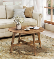 Table basse ronde moderne de 31,5 pouces, table centrale avec pieds coniques, transitions courbes, montage facile, pour salon et chambre à coucher, marron miel