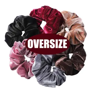 wholesale large xxl velvet scrunchies jumbo oversized solid colors elastic custom hair accessories for women