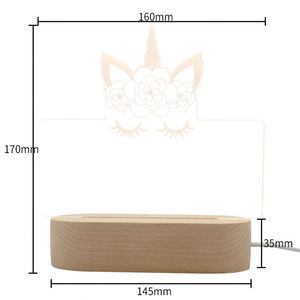 Factory Price RGB <b>USB</b> Oval Wooden <b>Light</b> Beech Popular Customized Table Night <b>Light</b> Base for Acrylic 3D Night LED <b>Light</b> - Product Image 3